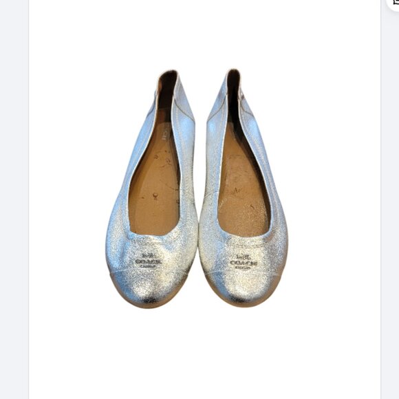 Coach Shoes - Coach Chelsea Metallic Silver Leather Ballet Flat Slip On Shoes